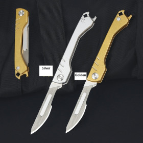 All-steel No. 24 Scalpel Pocket Small EDC Telescopic Retractable Box Cutter Precision Craft Utility Knife UD408840